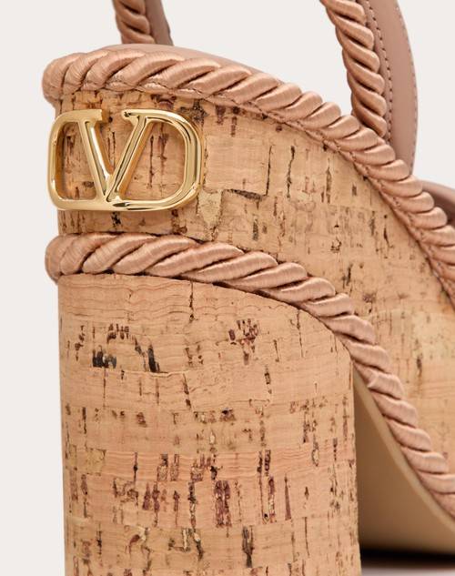 Red Valentino SANDALO ZEPPA VLOGO SUMMERBLOCKS IN NAPPA E TORCHON DI SETA 130MM