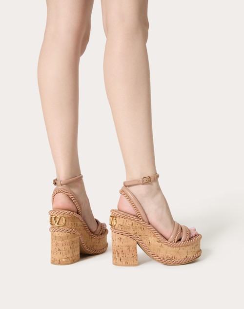 Red Valentino SANDALO ZEPPA VLOGO SUMMERBLOCKS IN NAPPA E TORCHON DI SETA 130MM