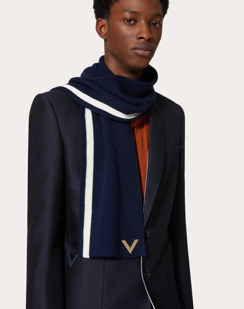 Red Valentino SCIARPA IN LANA CON APPLICAZIONE V IN METALLO