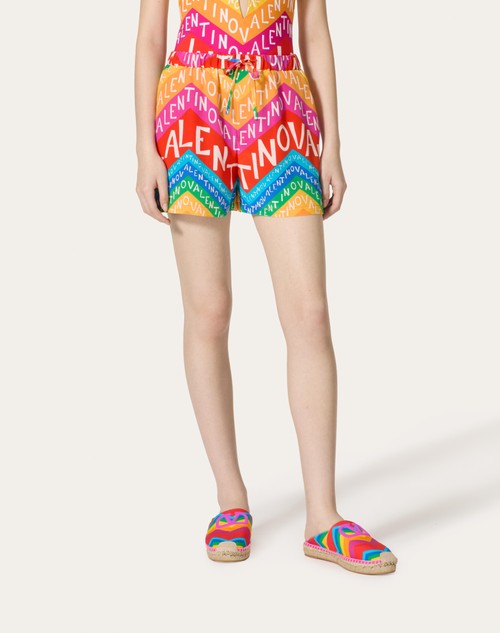 Red Valentino SHORTS IN CREPE DE CHINE VALENTINO CHEVRON 24