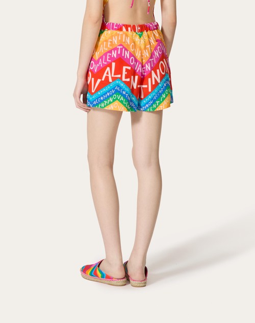 Red Valentino SHORTS IN CREPE DE CHINE VALENTINO CHEVRON 24