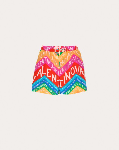 Red Valentino SHORTS IN CREPE DE CHINE VALENTINO CHEVRON 24