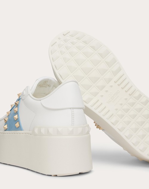 Red Valentino SNEAKER FLATFORM ROCKSTUD UNTITLED IN VITELLO CON BANDA IN NAPLACK