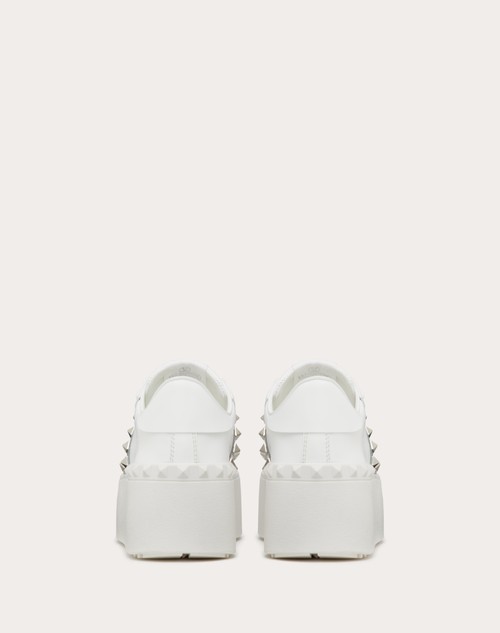 Red Valentino SNEAKER FLATFORM ROCKSTUD UNTITLED IN VITELLO CON BANDA METALLIZZATAEFFETTO CRAQUELÉ