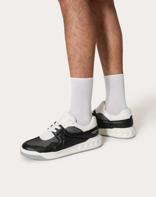 Red Valentino SNEAKER LOW TOP ONE STUD IN RETE E NAPPA