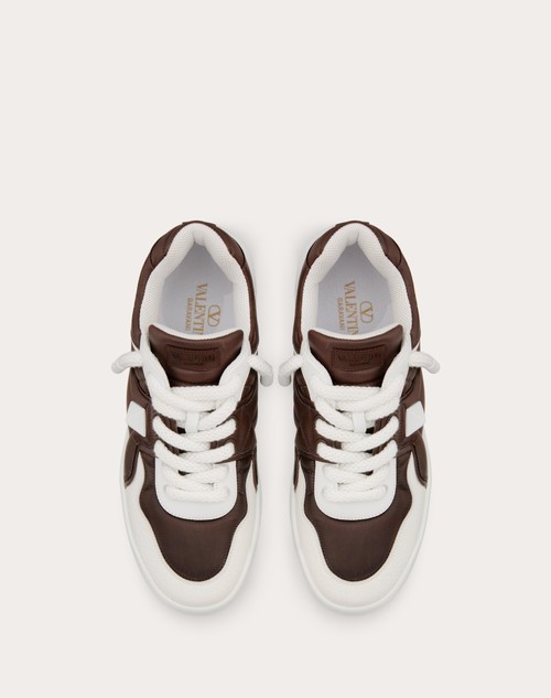 Red Valentino SNEAKER LOW-TOP ONE STUD XL IN VITELLO E NYLON SHINY