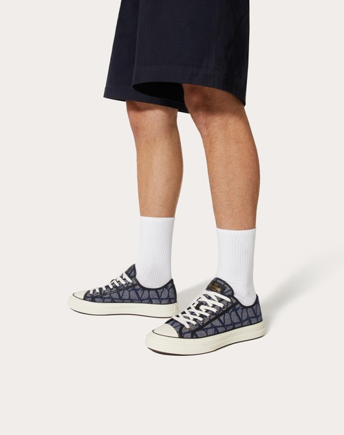 Red Valentino SNEAKER LOW-TOP TOTALOOP IN TESSUTO JACQUARD TOILE ICONOGRAPHE CON EFFETTO DENIM