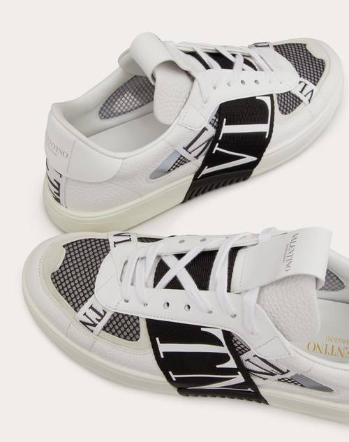 Red Valentino SNEAKER LOW-TOP VL7N IN VITELLO, TESSUTO RETE E NASTRI
