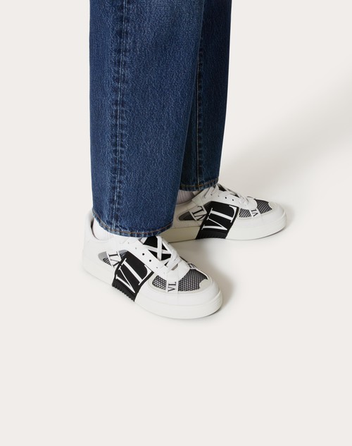 Red Valentino SNEAKER LOW-TOP VL7N IN VITELLO, TESSUTO RETE E NASTRI
