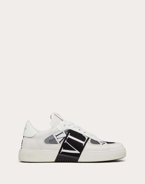 Red Valentino SNEAKER LOW-TOP VL7N IN VITELLO, TESSUTO RETE E NASTRI