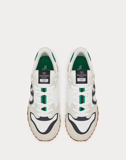 Red Valentino SNEAKER LOW-TOP VLOGO PACE IN CROSTA, TESSUTO E VITELLO