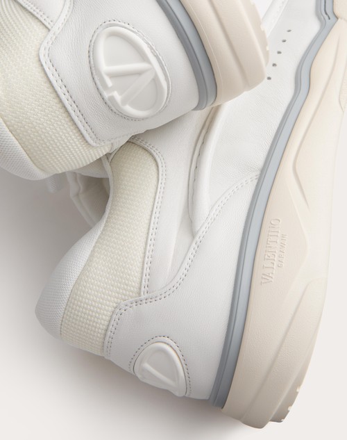 Red Valentino SNEAKER MID-TOP RUNBOOT IN VITELLO E TESSUTO