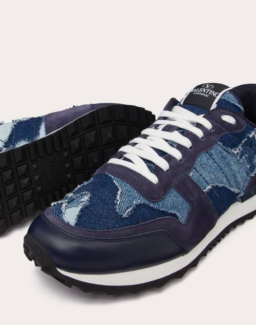 Red Valentino SNEAKER ROCKRUNNER CAMOUFLAGE IN DENIM