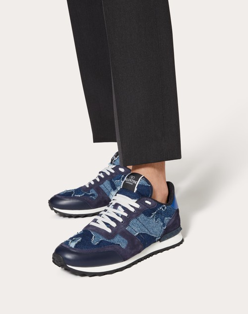 Red Valentino SNEAKER ROCKRUNNER CAMOUFLAGE IN DENIM