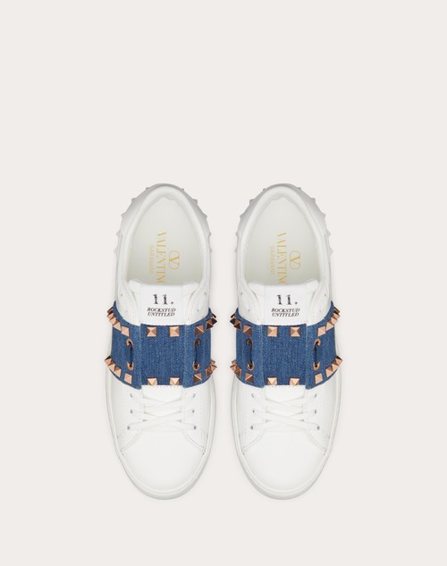 Red Valentino SNEAKER ROCKSTUD UNTITLED IN VITELLO CON BANDA IN DENIM