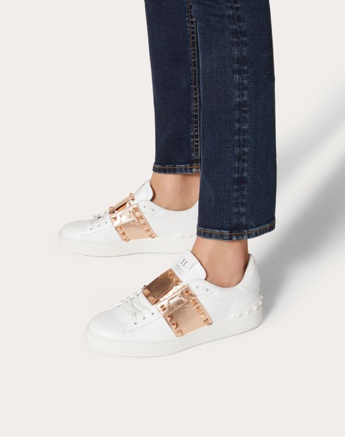 Red Valentino SNEAKER ROCKSTUD UNTITLED IN VITELLO CON BANDA METALLIZZATA
