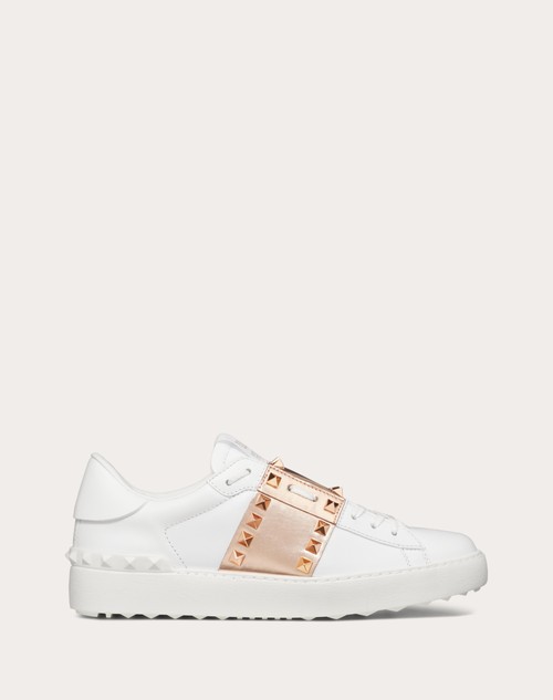 Red Valentino SNEAKER ROCKSTUD UNTITLED IN VITELLO CON BANDA METALLIZZATA