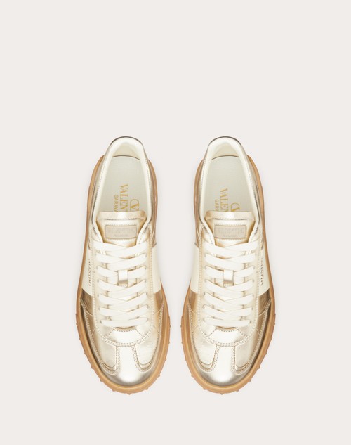 Red Valentino SNEAKER UPVILLAGE IN VITELLO LAMINATO CON BANDA IN VITELLO NAPPATO