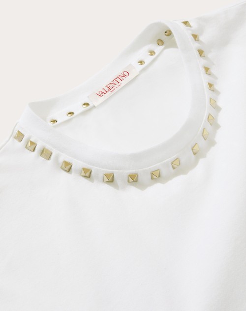 Red Valentino T-SHIRT GIROCOLLO IN COTONE CON BORCHIE BLACK UNTITLED