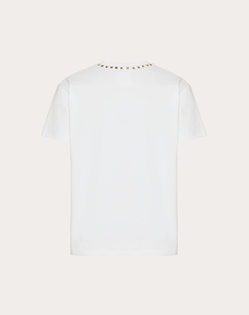 Red Valentino T-SHIRT GIROCOLLO IN COTONE CON BORCHIE BLACK UNTITLED