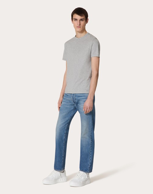 Red Valentino T-SHIRT GIROCOLLO IN COTONE CON CABOCHONS