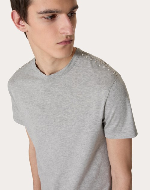 Red Valentino T-SHIRT GIROCOLLO IN COTONE CON CABOCHONS