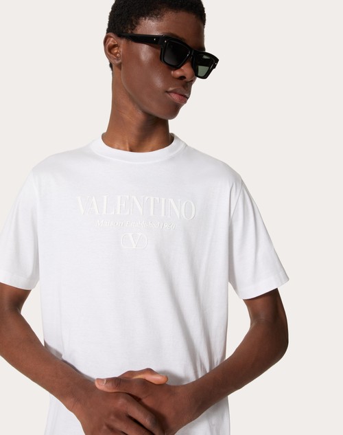 Red Valentino T-SHIRT GIROCOLLO IN COTONE CON STAMPA VALENTINO