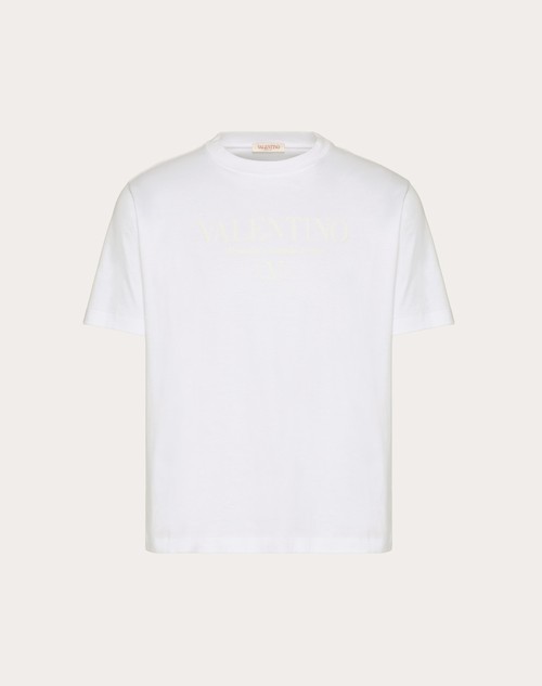 Red Valentino T-SHIRT GIROCOLLO IN COTONE CON STAMPA VALENTINO