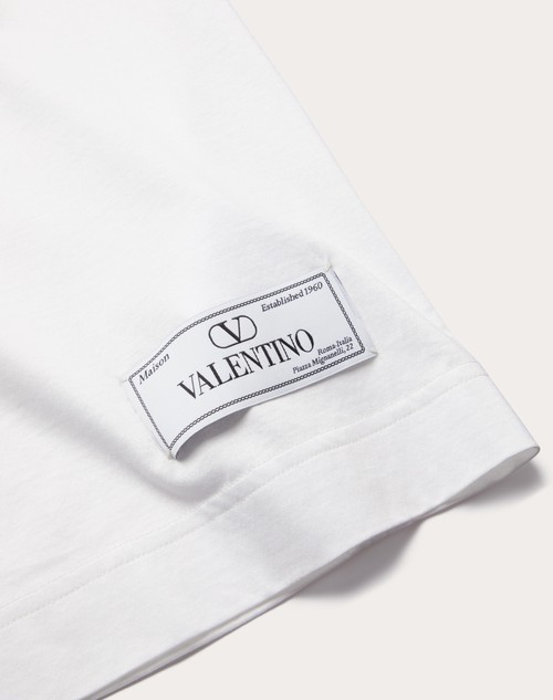 Red Valentino T-SHIRT IN COTONE CON ETICHETTA SARTORIALE MAISON VALENTINO