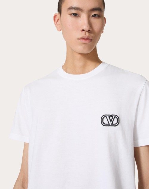 Red Valentino T-SHIRT IN COTONE CON PATCH VLOGO SIGNATURE