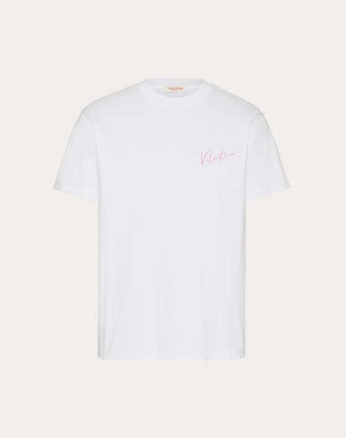 Red Valentino T-SHIRT IN COTONE CON RICAMO VALENTINO E STAMPA VLOGO SIGNATURE