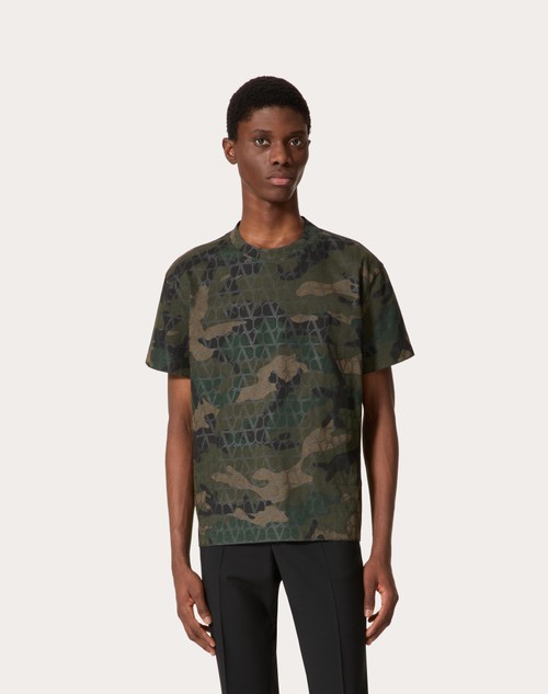 Red Valentino T-SHIRT IN COTONE CON STAMPA TOILE ICONOGRAPHE CAMOUFLAGE