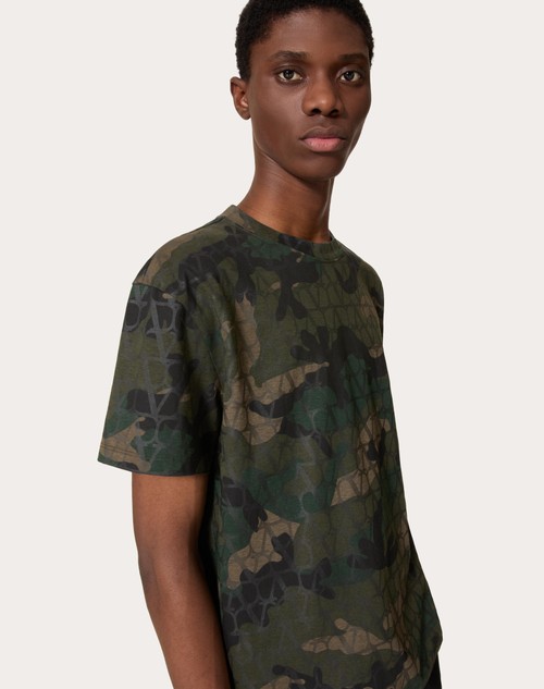 Red Valentino T-SHIRT IN COTONE CON STAMPA TOILE ICONOGRAPHE CAMOUFLAGE