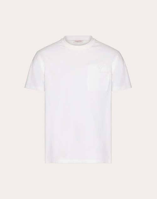 Red Valentino T-SHIRT IN COTONE CON V DETAIL IMPUNTURATA