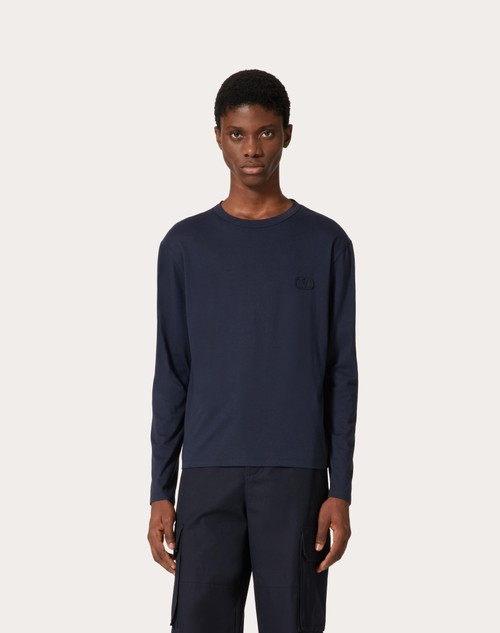 Red Valentino T-SHIRT MANICA LUNGA IN COTONE CON PATCH VLOGO SIGNATURE