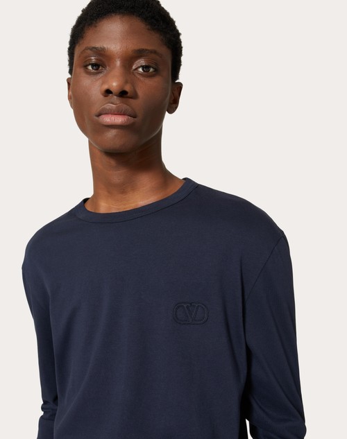 Red Valentino T-SHIRT MANICA LUNGA IN COTONE CON PATCH VLOGO SIGNATURE