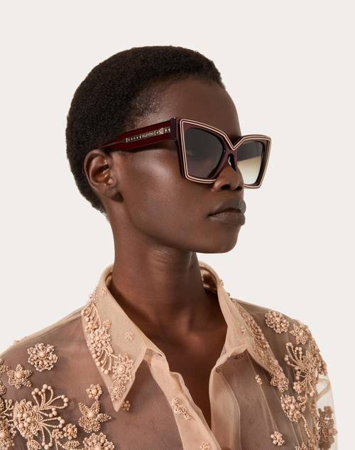 Red Valentino V - GRACE OCCHIALE CAT-EYE OVERSIZE IN ACETATO CON DETTAGLI IN TITANIO