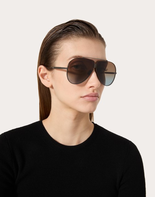 Red Valentino XVI - OCCHIALE PILOT IN TITANIO CON STUD
