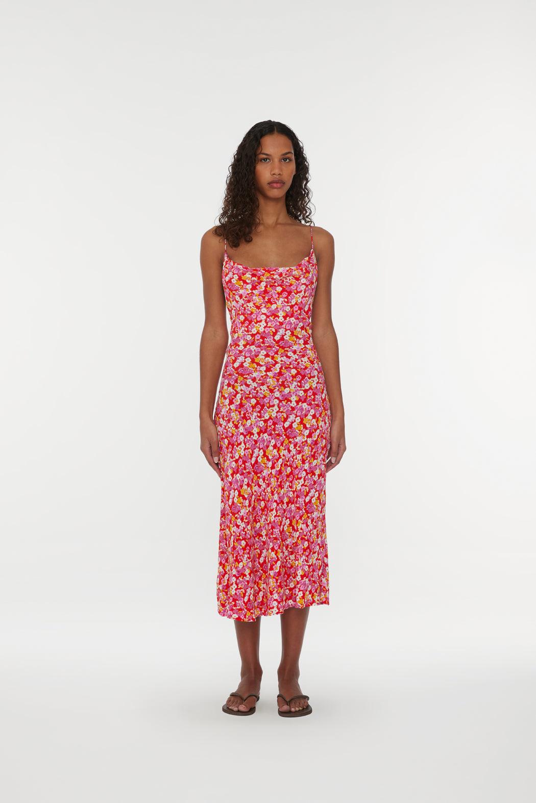 Reina Olga Jacquard Midi Strap Dress