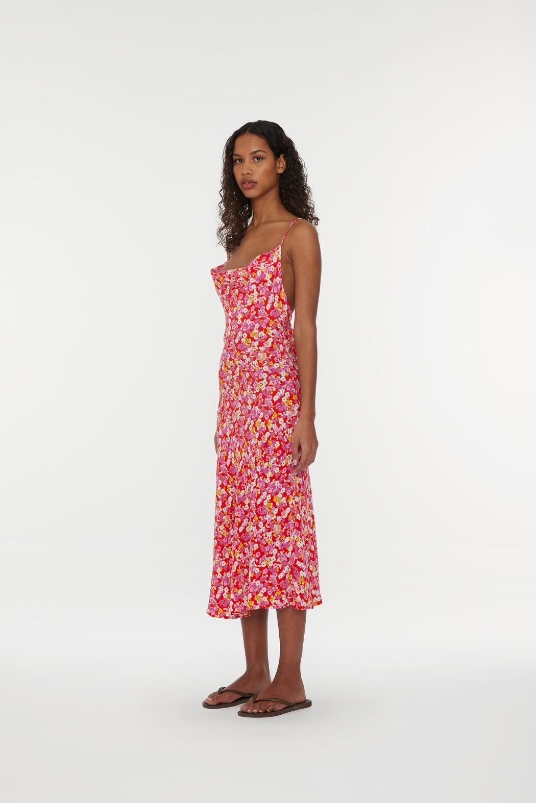 Reina Olga Jacquard Midi Strap Dress