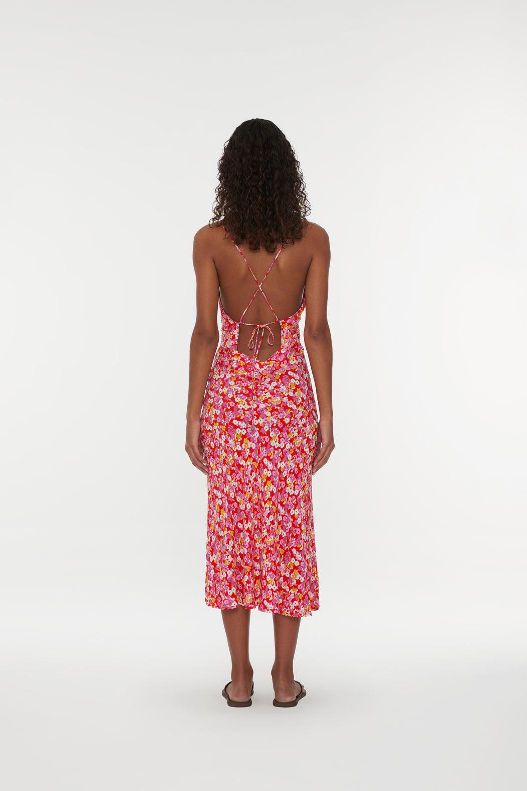 Reina Olga Jacquard Midi Strap Dress