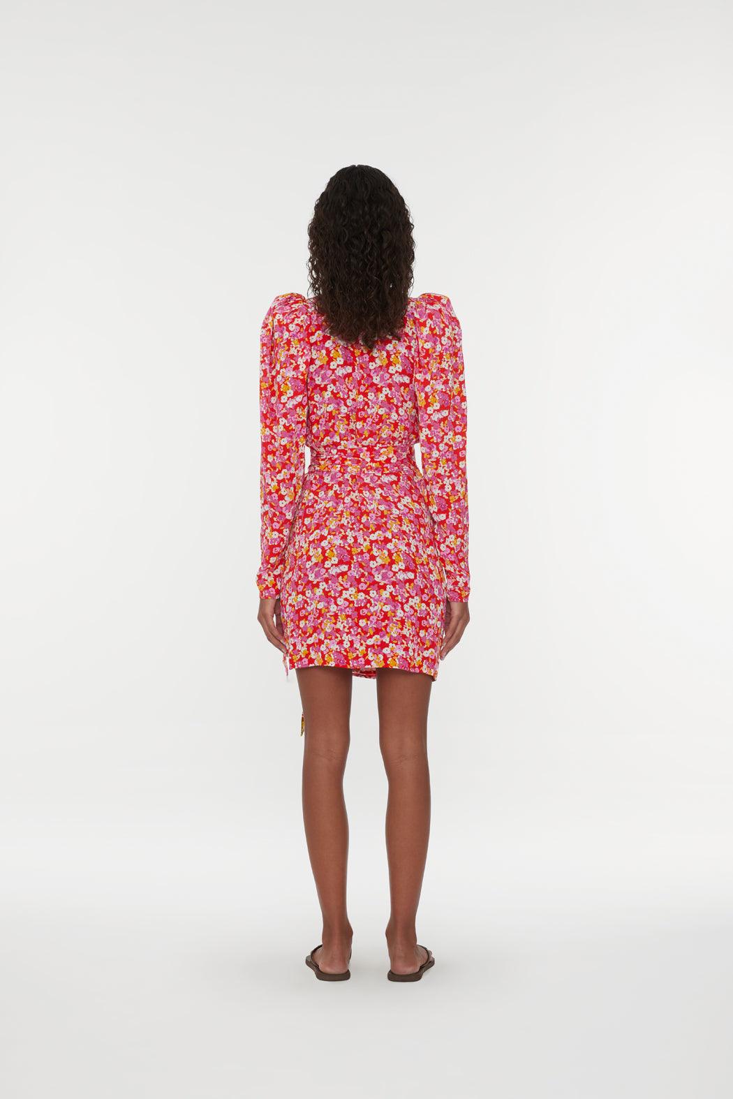 Reina Olga Jacquard Mini Wrap Dress