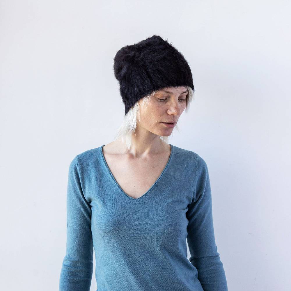 Reinhard Plank CUFFIA ANGORA NERA