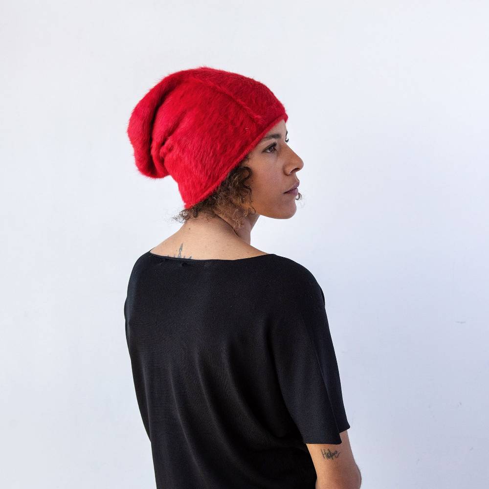 Reinhard Plank CUFFIA ANGORA ROSSA