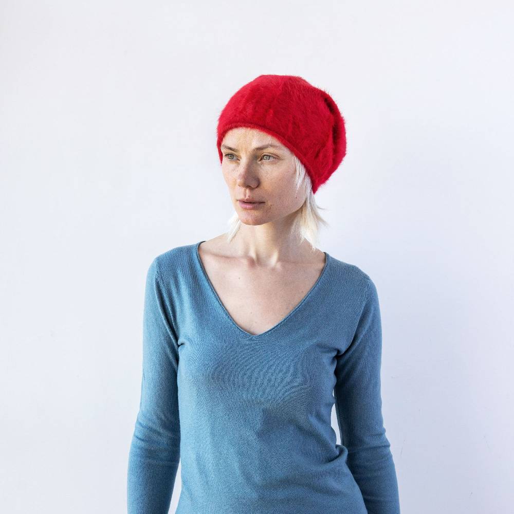 Reinhard Plank CUFFIA ANGORA ROSSA