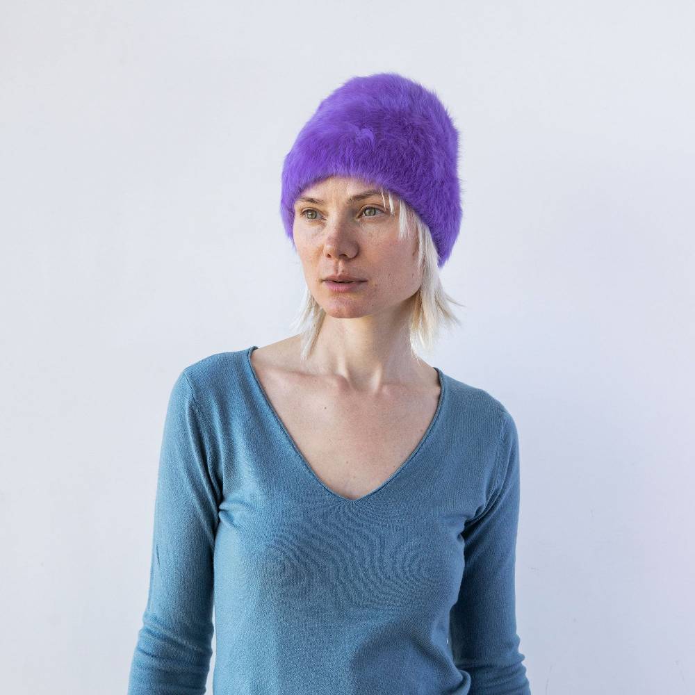 Reinhard Plank CUFFIA ANGORA VIOLA