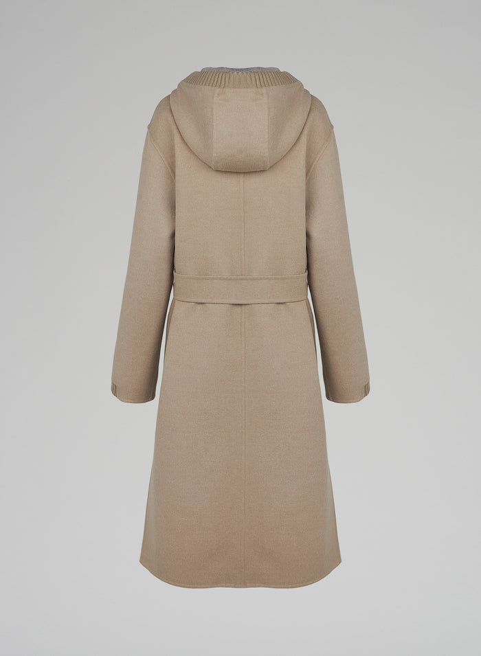 Lorena Antoniazzi CAPPOTTO IN LANA E ANGORA CON CAPPUCCIO