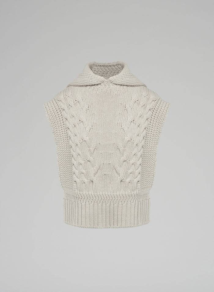 Lorena Antoniazzi GILET IN MAGLIA A TRECCIA SCOLPITA