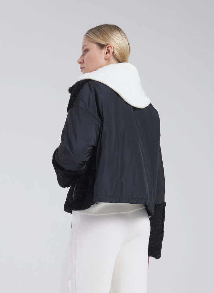 Lorena Antoniazzi GIACCA IN NYLON E MONTONE