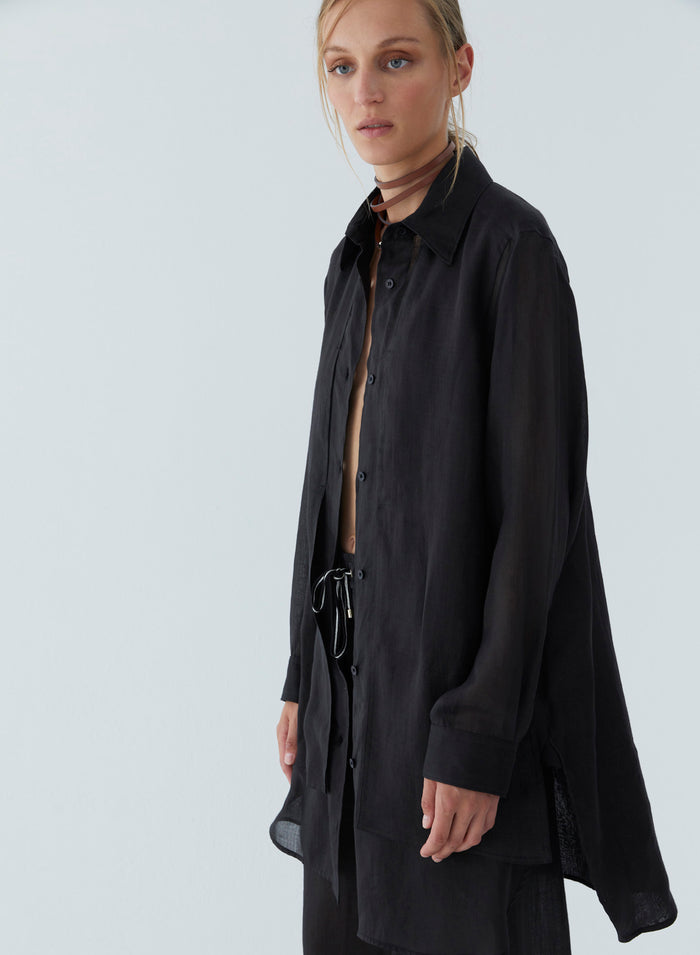 Lorena Antoniazzi MAXI CAMICIA IN RAMIE